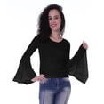 thumbnail image 3 of Moomaya Womens Long Bell Sleeves Tshirt Top Round Neck Plain Casual Fit Summer Tee Tops, 3 of 6