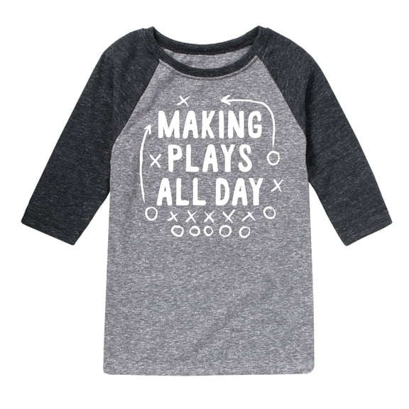 Instant Message - Making Plays All Day - Toddler & Youth Raglan Graphic T-Shirt