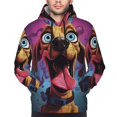 thumbnail image 2 of Bingfone Cartoon Big-Eyed Dog Men's Drawstring Hoodie Long Sleeve Pocket Sweatshirts-Small, 2 of 6