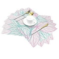 thumbnail image 2 of ZNDUO Placemats, 6 PCS Heat Resistant Stain Resistant Woven PVC Insulation Placemats, Durable Washable Elegant Table Mats for Dining-Line Art Leaf, 18"x12", 2 of 6
