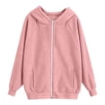 thumbnail image 4 of SNKSDGM Girls 3-15Y Solid Ribbed Full Zip Up Hoodie Jacket, Long Sleeve Loose Sweatshirt Cardigan With Side Pockets Kids Casual Fashion Outerwear Pink 11-13 Years, 4 of 4