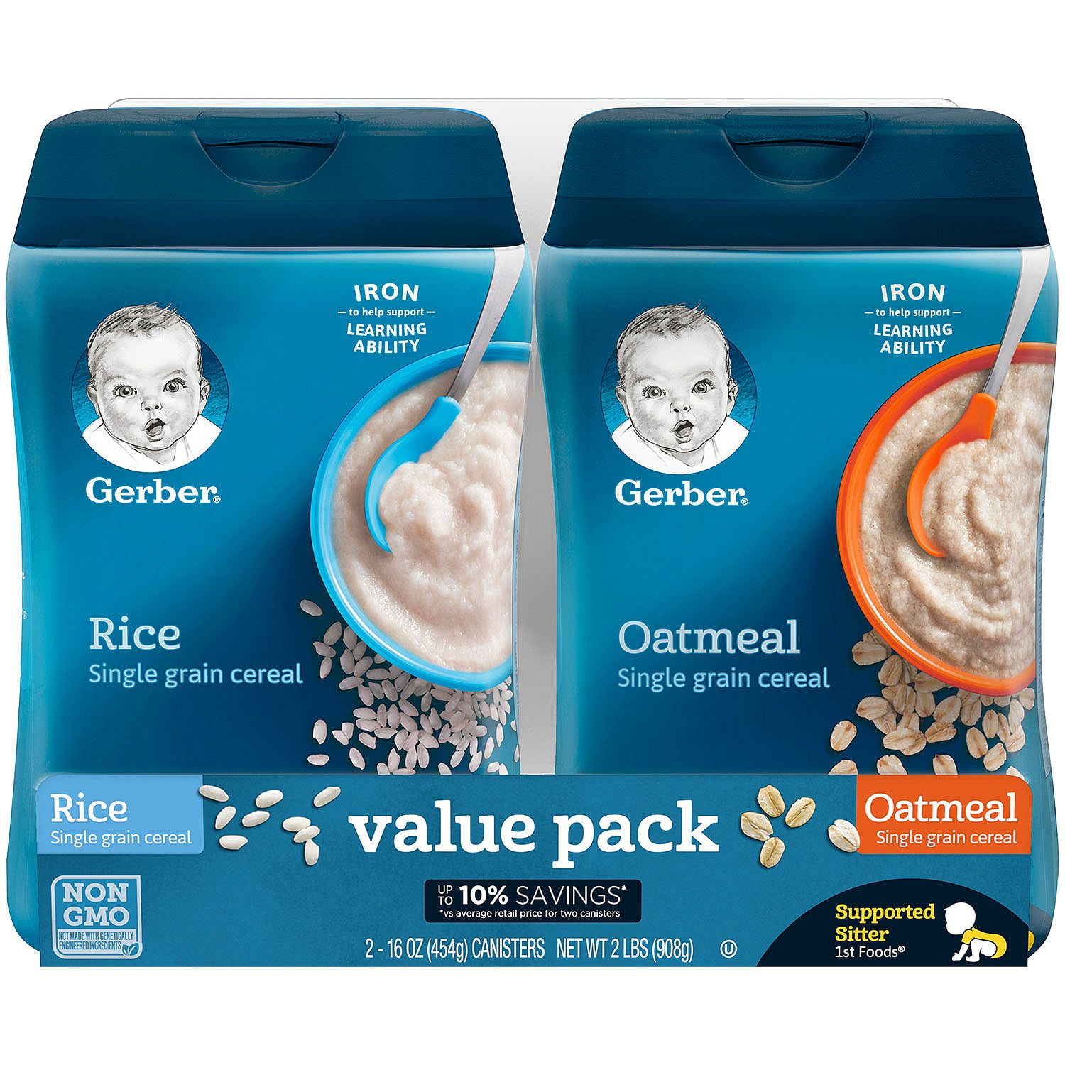 Product of Gerber Rice/Oatmeal Cereal Twin Pack (32 Oz.) Cold Cereal