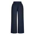 thumbnail image 4 of Levmjia Womens Pants High Waisted Wide Leg Linen Loose Casual with Pockets Elastic Waistband Solid Color Trousers Home Travel Daily Wear Summer, 4 of 8