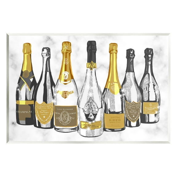 Stupell Industries Radiant Glam Twinkle Champagne Bottles Graphic Art Unframed Art Print Wall Art, Design by Ziwei Li