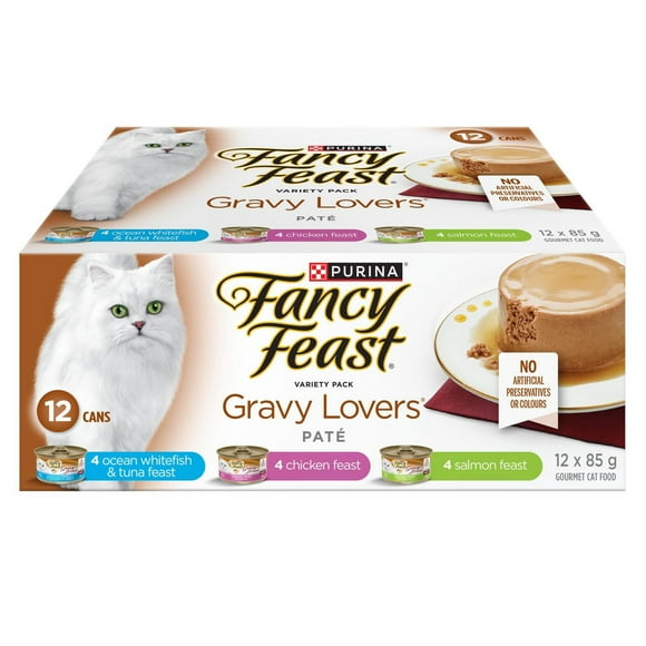Fancy Feast Gravy Lovers Paté Assorted Variety Pack, Wet Cat Food 85 g x 12, 85 g x 12