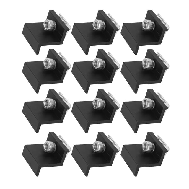 12-Pack Aluminum Alloy PV Solar Panel Z-End Clamps with Anodized Surface, Weather-Resistant End Mounting Brackets for Secure Panel-to-Rail Connection, Easy Installation for RVs, Houses, Boats &