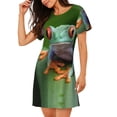 thumbnail image 2 of Easygdp Red-Eyed Tree Frog Camisón de manga corta para mujer, informal, estampado, 2 of 6