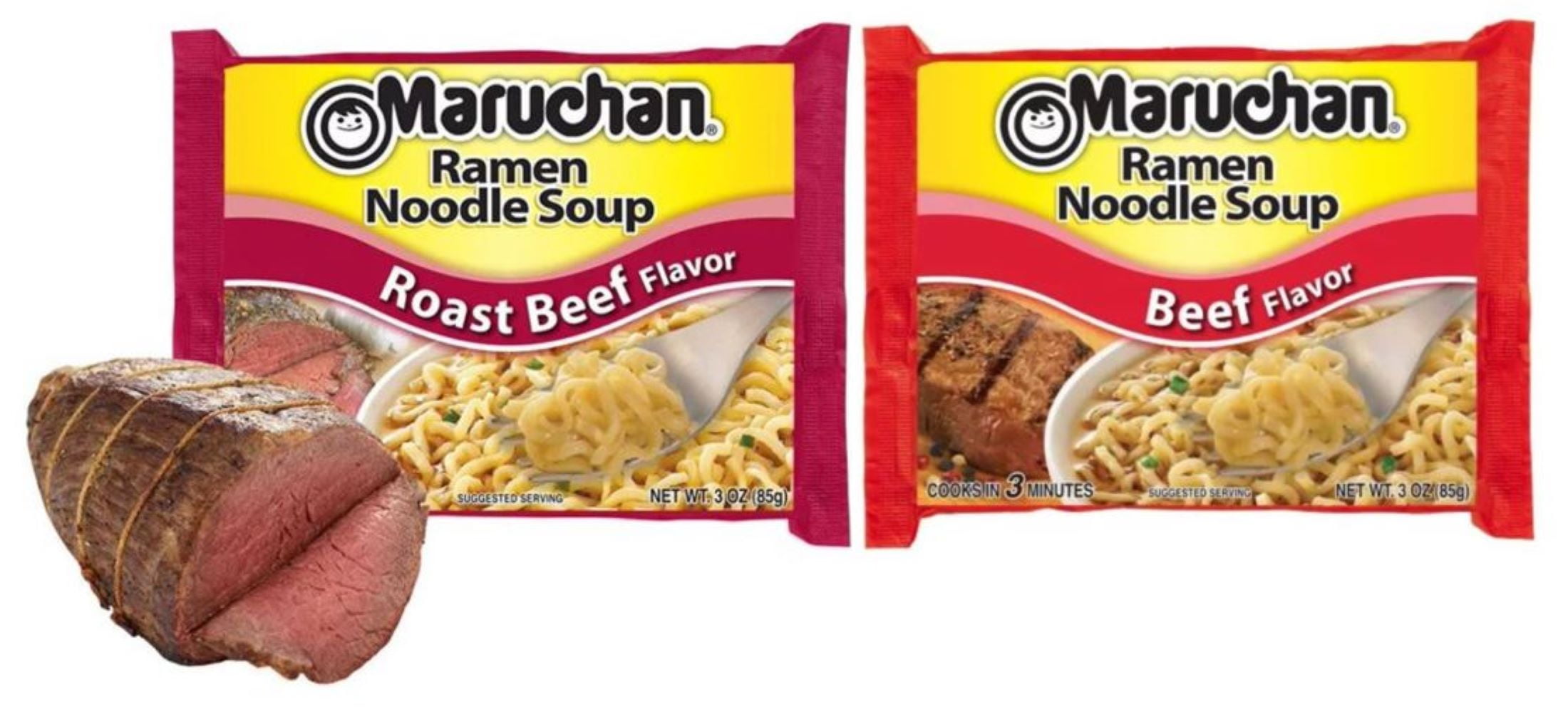 Maruchan, Ramen Beef and Roast Beef Noodles Variety Pack Soup, 3 Oz, 12