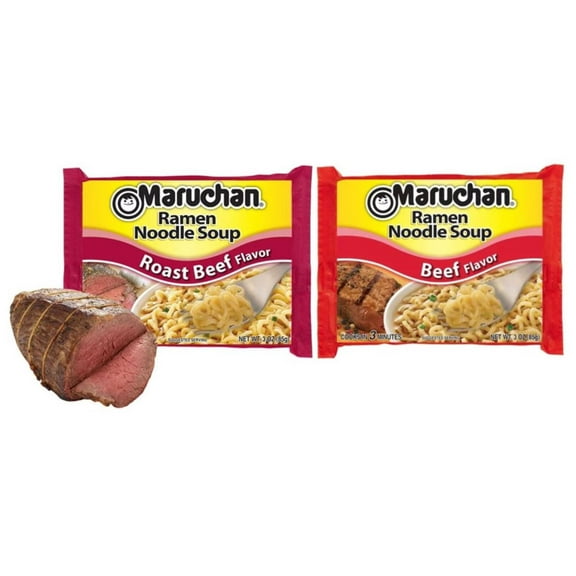 Maruchan, Ramen Beef and Roast Beef Noodles Variety Pack Soup, 3 Oz, 6 Ct