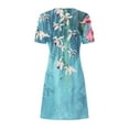 thumbnail image 5 of Puntoco Womens Plus Size Dress Clearance,Women Casual Slimming Draw Back Printed Short Sleeves Cold Shoulder Dress Light Blue 10(XL), 5 of 5