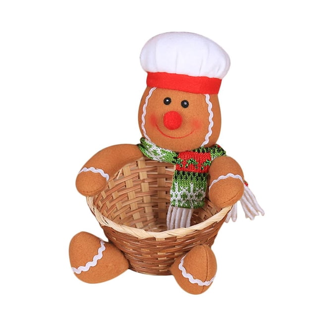 Feliz Navidad Canasta de almacenamiento de dulces Decoración de mesa para el hogar Canastas organizadoras de muñeco de nieve Bolsa de regalo de año nuevo kenally JR1136-09
