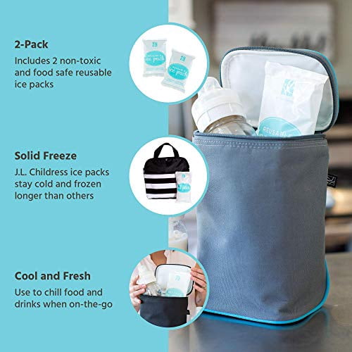 J.L. Childress Reusable Ice Packs - Breast Milk Ice Packs for Cooler & Lunch Boxes, 2 Pack