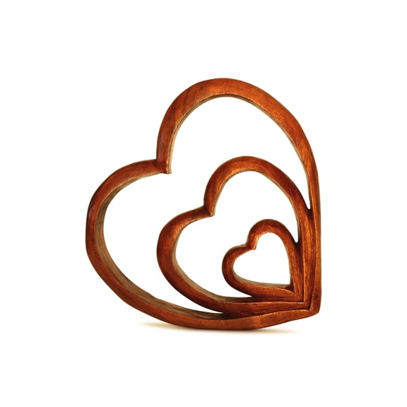 Wooden Handmade Abstract Sculpture Statue Handcrafted "Hearts of Love" Gift Art Decorative Home Decor Figurine Accent Decoration Artwork Hand Carved