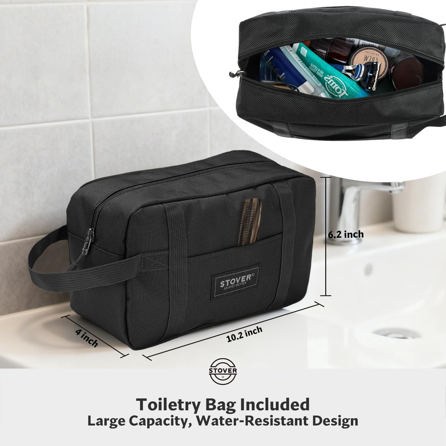 ZJQYDS 45/80/100L Carry-On Rolling Duffel Bag with Wheels, Medium Durable Travel Duffle w/Toiletry Bag, Packable, Foldable with Shoulder Straps- Use as Luggage or Backpack, Men/Women (Black)
