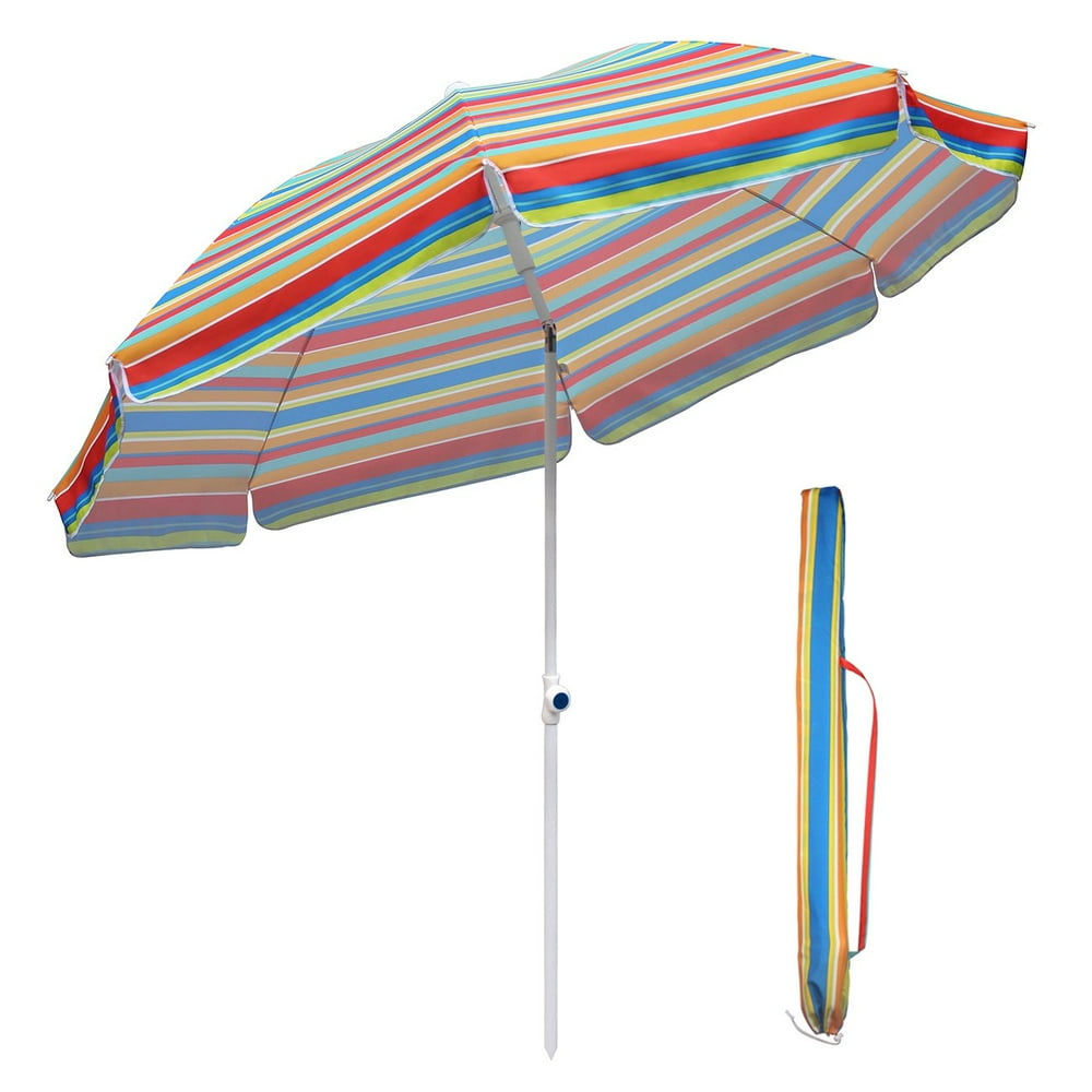 Sekey 7 Feet Beach Umbrella, Outdoor Umbrella with Carrying Case, Round
