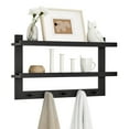 thumbnail image 6 of Danya B 2-Tier Ledge Wall Shelf Organizer with Five Hanging Coat or Towel Hooks - Entryway or Bathroom - Black, 6 of 14