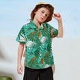 thumbnail image 2 of NIEWTR Boys Vintage Floral Print Short Sleeve Button Up Shirt Casual Summer Tops for Beach & Parties(Mint Green,3-4 Years), 2 of 6