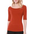thumbnail image 2 of Allegra K Women's Half Sleeves Scoop Neck Fitted Layering Top T-Shirt, 2 of 7