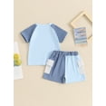 thumbnail image 5 of Musuos Toddler Boy Casual Summer Outfit 6M 12M 18M 24M 3Y Contrast Color Short Sleeve T-Shirt with Elastic Waist Cargo Shorts, 5 of 10