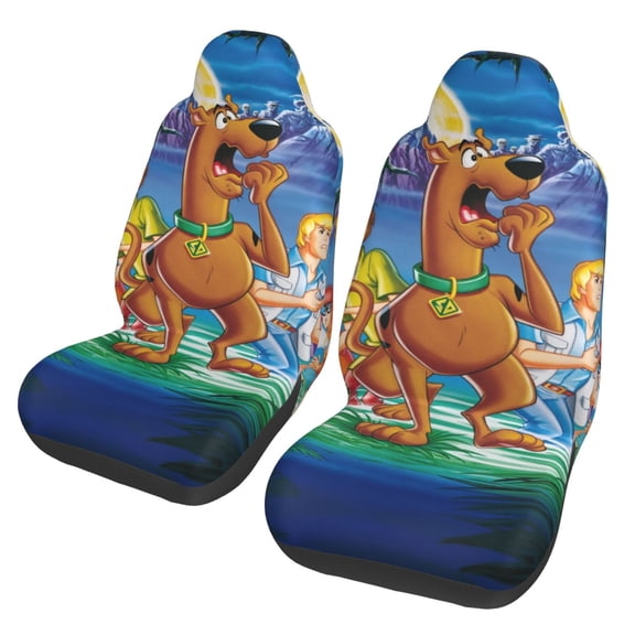 Scooby Doo Car Seat Cover Set of 2 Fashion Stretchy Front Seat Protector Universal Fit for Auto Truck SUV Van Sedan Car Interior Accessory Decoration