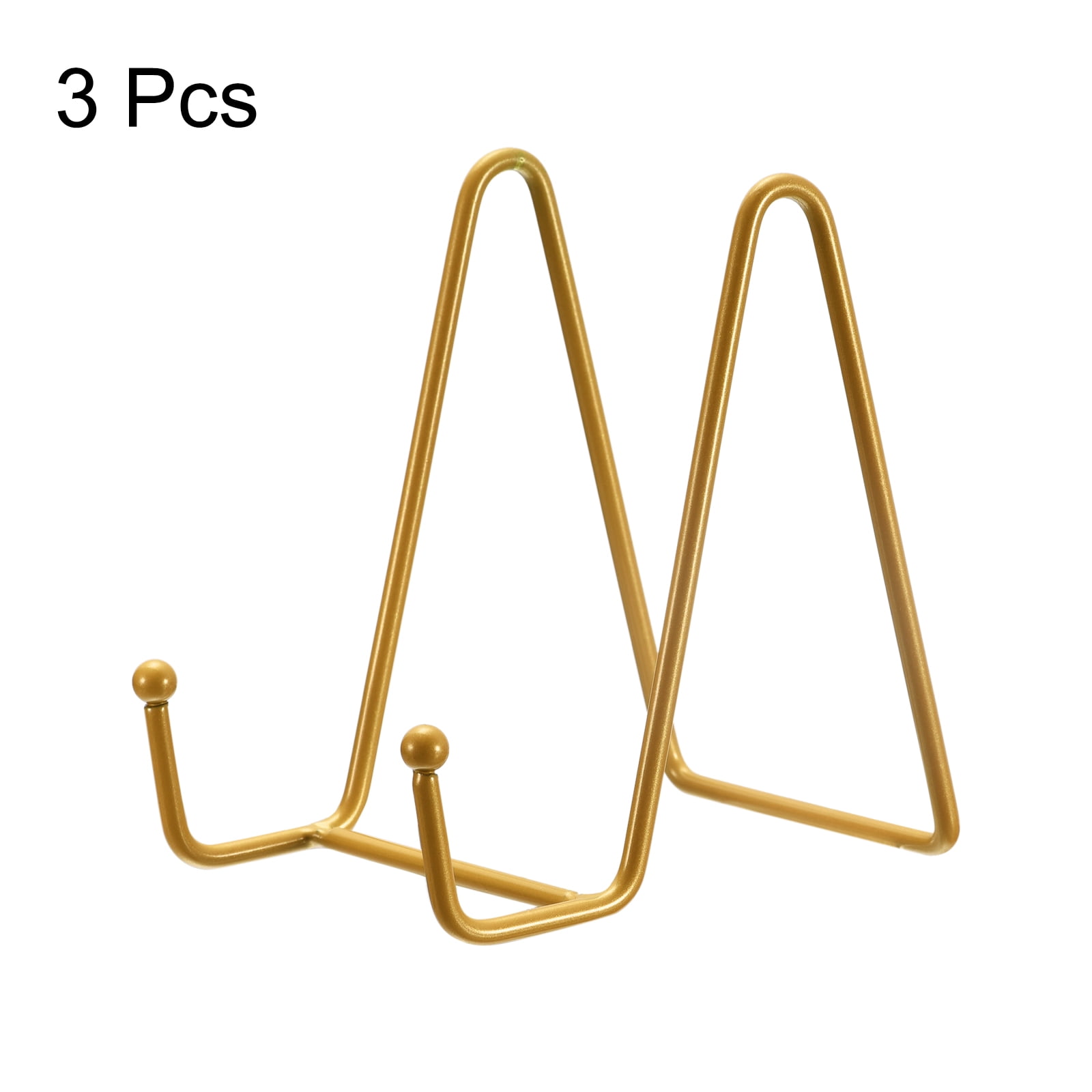 Uxcell 3Pack 4.3Inch Plate Stand for Display Iron Easel Plate Holder for Photo Gold