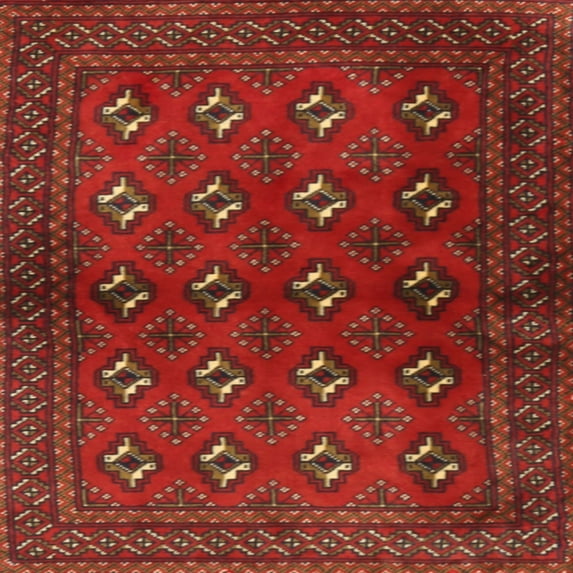 Ahgly Company Indoor Square Traditional Brown Red Persian Area Rugs, 4' Square
