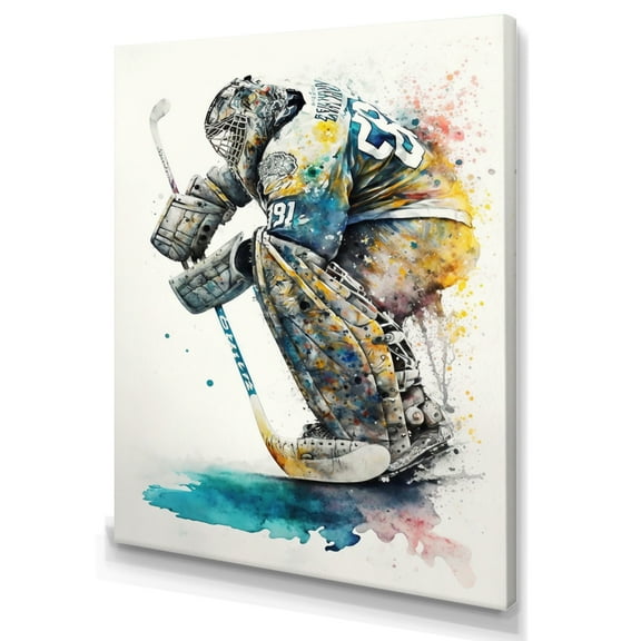 Designart Hockey Goalie On Ice During Play V Canvas Wall Art
