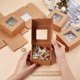 thumbnail image 3 of 16 cajas de papel marrones mini, cajas de regalo de PVC con ventana de 3,9 x 3,9 x 1,9 pulgadas, perfectas para regalos de boda, chocolates, galletas y otras pequeñas manualidades., 3 of 6