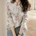 thumbnail image 5 of Embroidered Long Sleeve Tee Shirts for Women Blouses Ethnic Floral Tunic Tops, Traditional Clothing Shirts, 5 of 6