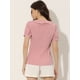 thumbnail image 3 of Top De Camisa A Cuadros Con Volantes Y Botones De Manga Corta Con Cuello Peter Pan Para Mujer Rosa XS, 3 of 6