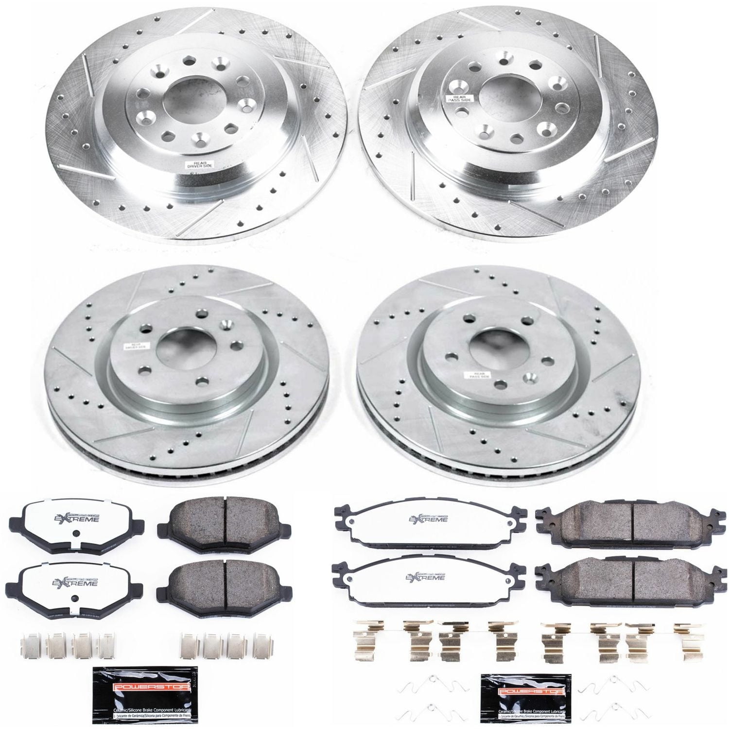 PowerStop Front and Rear Z36 Truck & Tow Carbon-Fiber Ceramic Brake Pad and Drilled and Slotted Rotor Kit Fits: FORD LINCOLN Select Models K5584-36