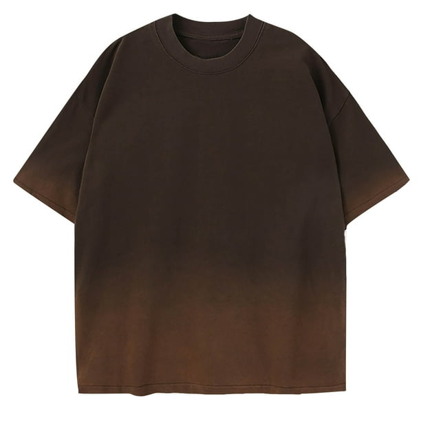 Camiseta de Seda de Hielo de los Hombres, Verano Nuevo Suelto Gradiente de Color Casual Top para Uso Al Aire Libre Y Diario, Camiseta de Moda Ligera