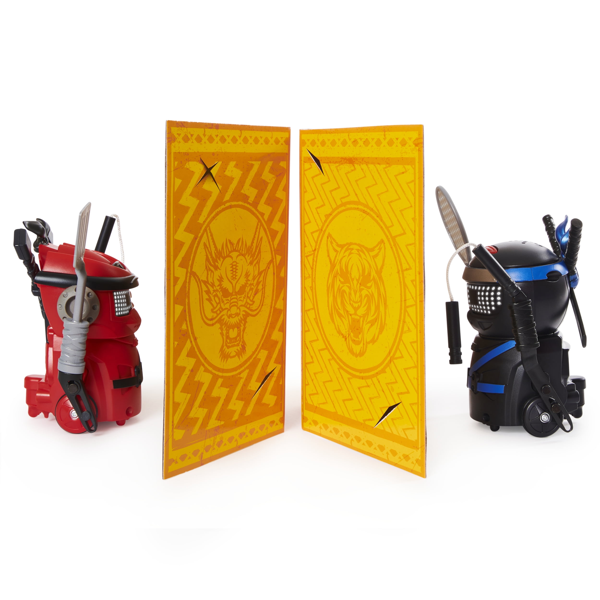 Ninja Bots 2-Pack Hilarious Battling Robots Red Black with 6 Fight Accessories