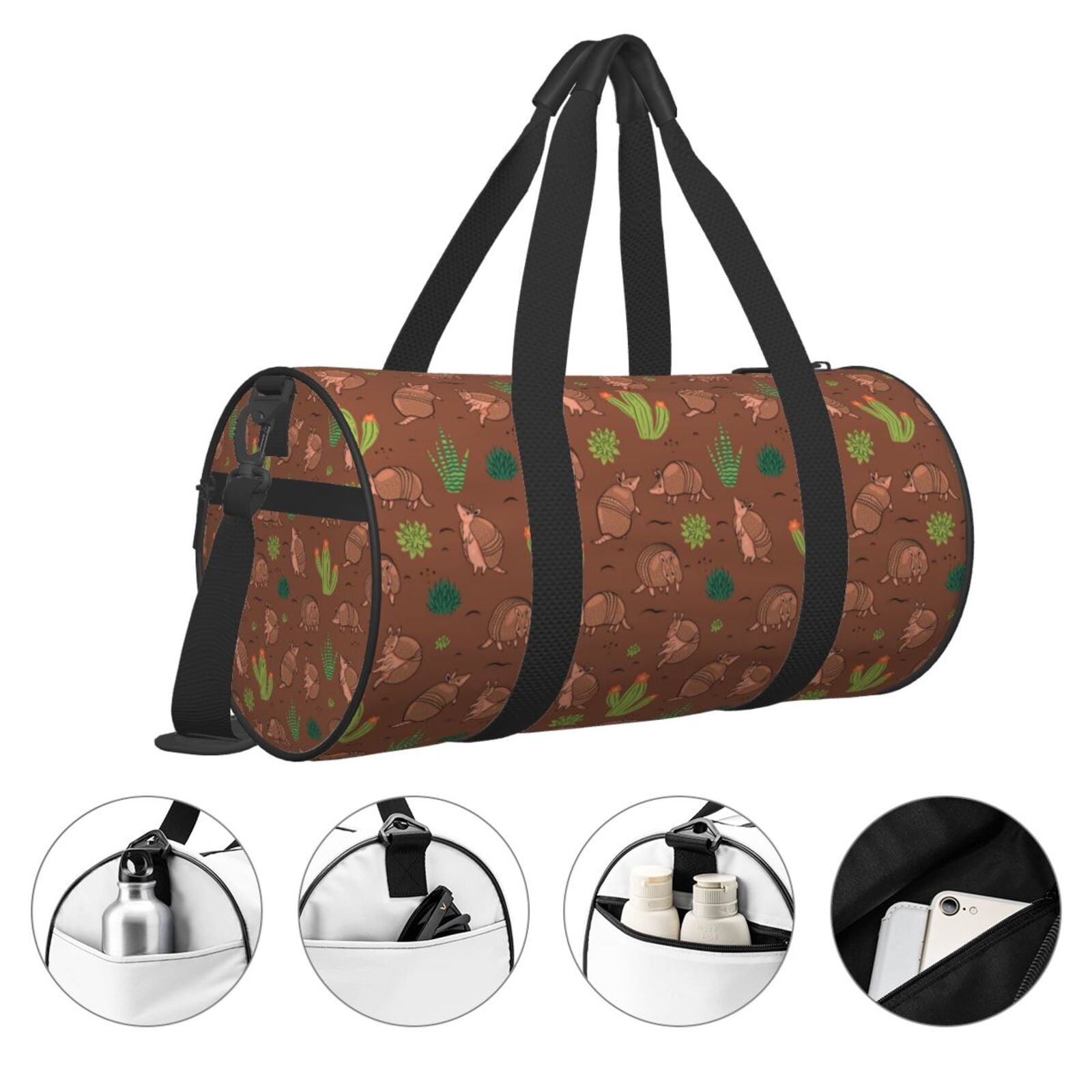 Vsdgher Cute Armadillos 45L Foldable Duffel Bag, Sports Gym Bag,Overnight Bag, Portable Weekender Bag for Airplanes
