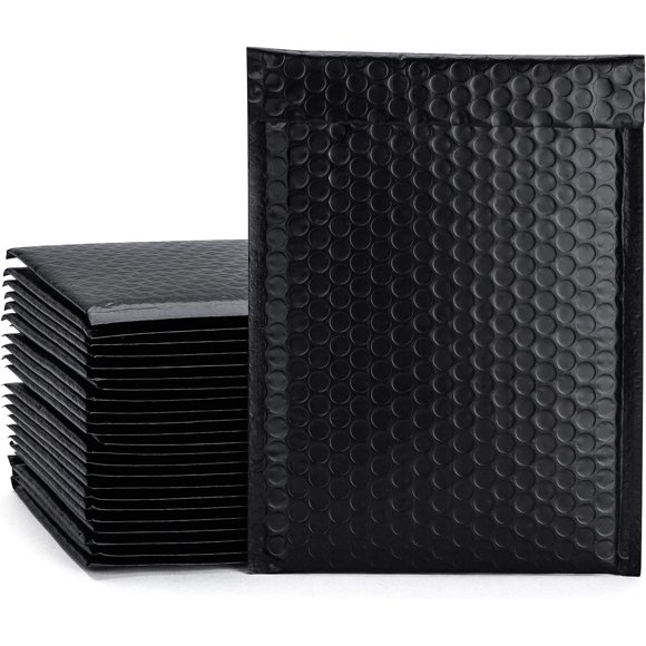 Jinsinto 50 pcs 18cm x 23cm Poly Bubble Mailers Bubble Padded Envelopes Lined Poly Mailer Self Sealing for Packaging Black