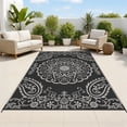thumbnail image 2 of MeyJey 6'x9' Outdoor Rugs for Patio, Patio Rug Waterproof RV Mats, Plastic Straw Camping Area Rug for Indoor Porch Balcony Beach Mat, Black/Grey, 2 of 15