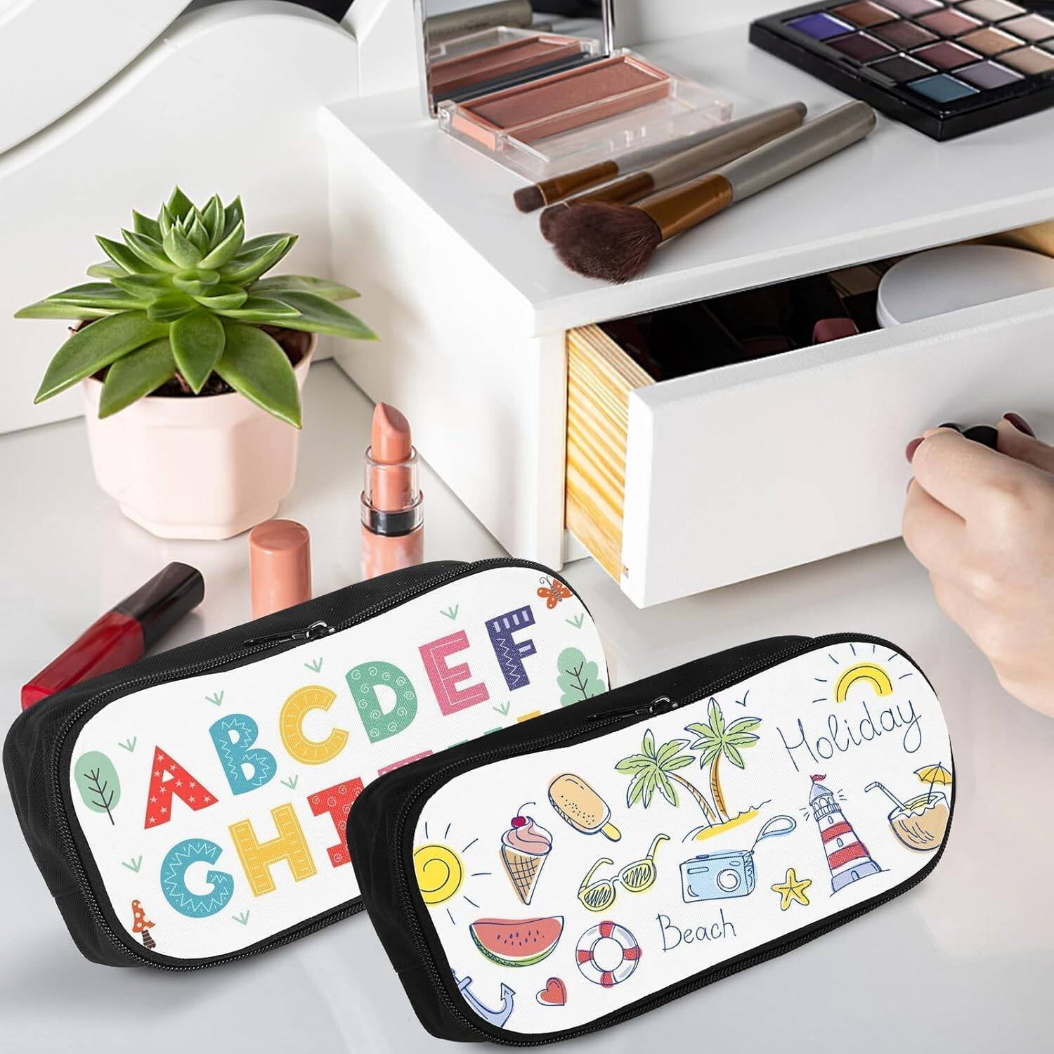 10Pcs Sublimation Blanks Pencil Case Bags,Travel Makeup Bag Organizer Make Up Bag Removable Lid Design Subliamtion Blank Makeup Bag（pink)
