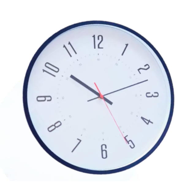 Reloj de Pared de 35cm de Diámetro con Carátula Blanca; Marco y Manecillas en Color Negro
