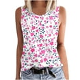 thumbnail image 2 of ITSAME Womens Plus Size Tank Tops, Crew Neck Floral Sleeveless Summer Loose Casual Tees Multicolor 2XL, 2 of 5