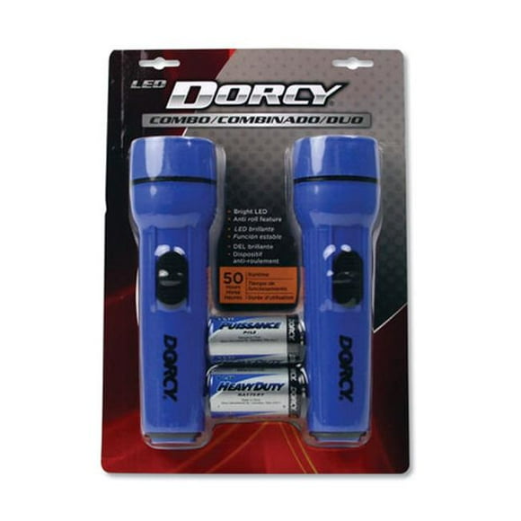 Dorcy International DCY412594 Lampe de Poche LED 1D Batterie, Rouge & Bleu - 2 par Pack