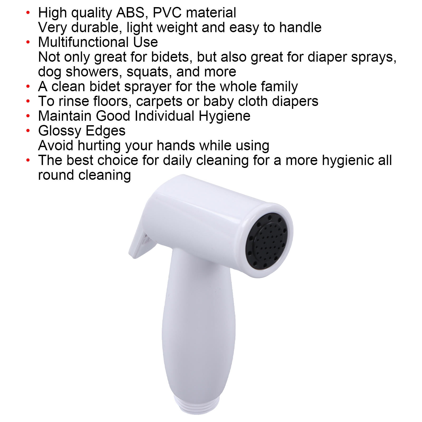 BIMZUC Handheld Bidet Sprayer G1/2 Thread – 3‑Piece Set, Durable ABS & PVC, Ideal for Toilet, Dog Shower, Floor & Carpet Cleaning, Glossy Edges, Family‑Friendly