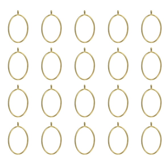 Uxcell 25Pcs Colgantes de Aleación Abiertos, Colgante de Marco Hueco Elíptico, Colgante de Marco Abierto Geométrico, Tono Dorado