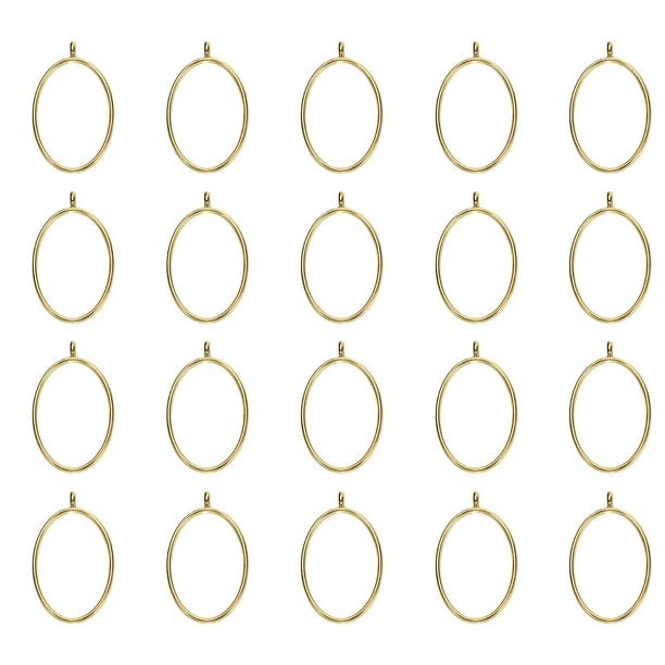 Uxcell 25Pcs Colgantes de Aleación Abiertos, Colgante de Marco Hueco Elíptico, Colgante de Marco Abierto Geométrico, Tono Dorado