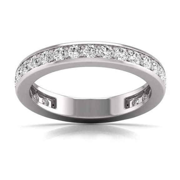 TimeLe$$ Classics 1 Carat TW Natural Diamond Eternity Band in 14K White Gold (Ring Size 10)