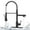 Black, variant on Kitchen Faucets with Pull Down Sprayer, Single Handle Kitchen Sink Faucet with Deck Plate, Brushed Nickel & SUS304 Stainless Steel, Commercial Modern rv Kitchen Faucets for Bar, Laundry, Utility Sink