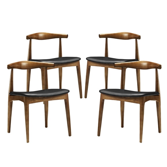 Modern Urban Contemporary Dining Set of 4, Black Faux Leather
