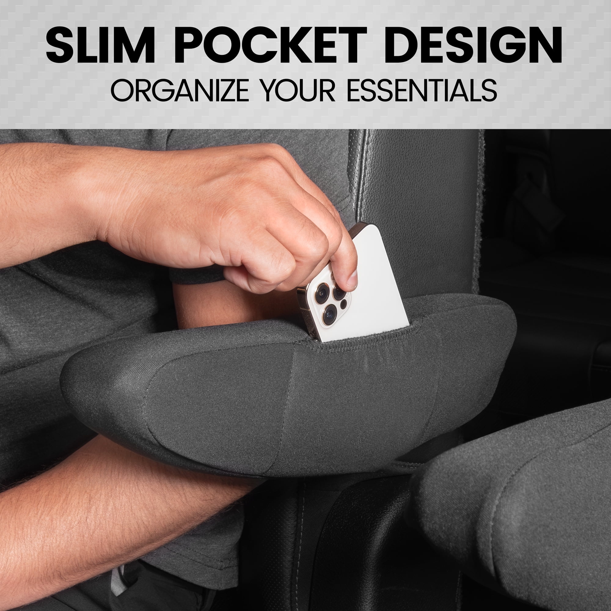 PolyCloth Arm Rest Covers with Pockets Car/Van/SUV for Ultimate Comfort and Protection Auto Armrest Covers (2pc)