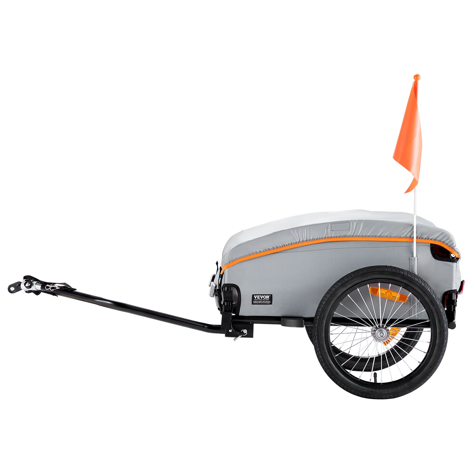 VEVOR Foldable Heavy-Duty Two-Wheels Cargo Trailer, White and Orange