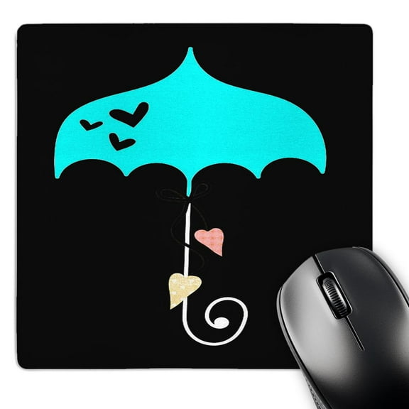 3dRose, Cute Turquoise Umbrella With Two Hearts, MousePad