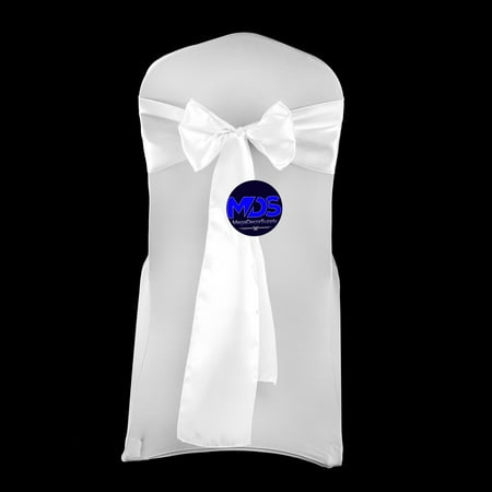 

MDS Pack of 25 Satin Chair Sashes Bow Sash for Wedding and Events Decor - White